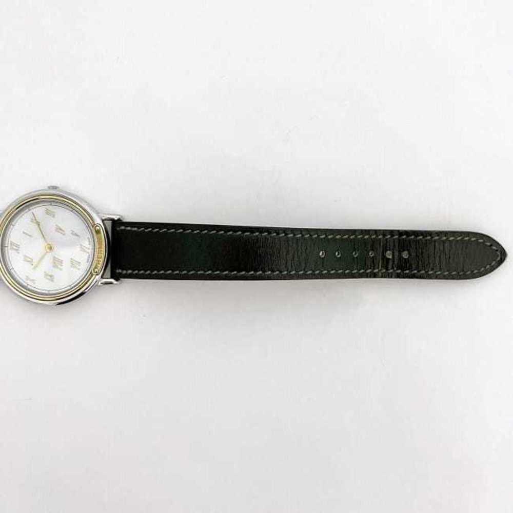 Hermes Watch Meteor f-21083 White Silver Gold Dark Green Boys 32mm SS Leather... - Picture 8 of 11